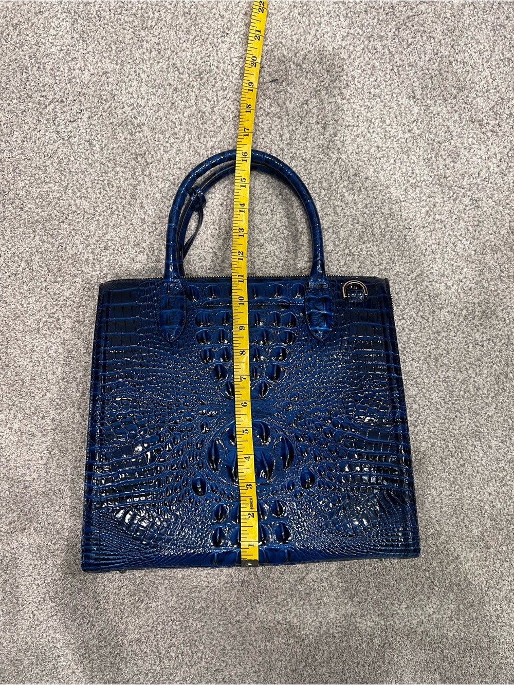 Brahmin Carolina Blue Croc-Embossed Leather Satchel Bag Purse - Picture 9 of 10